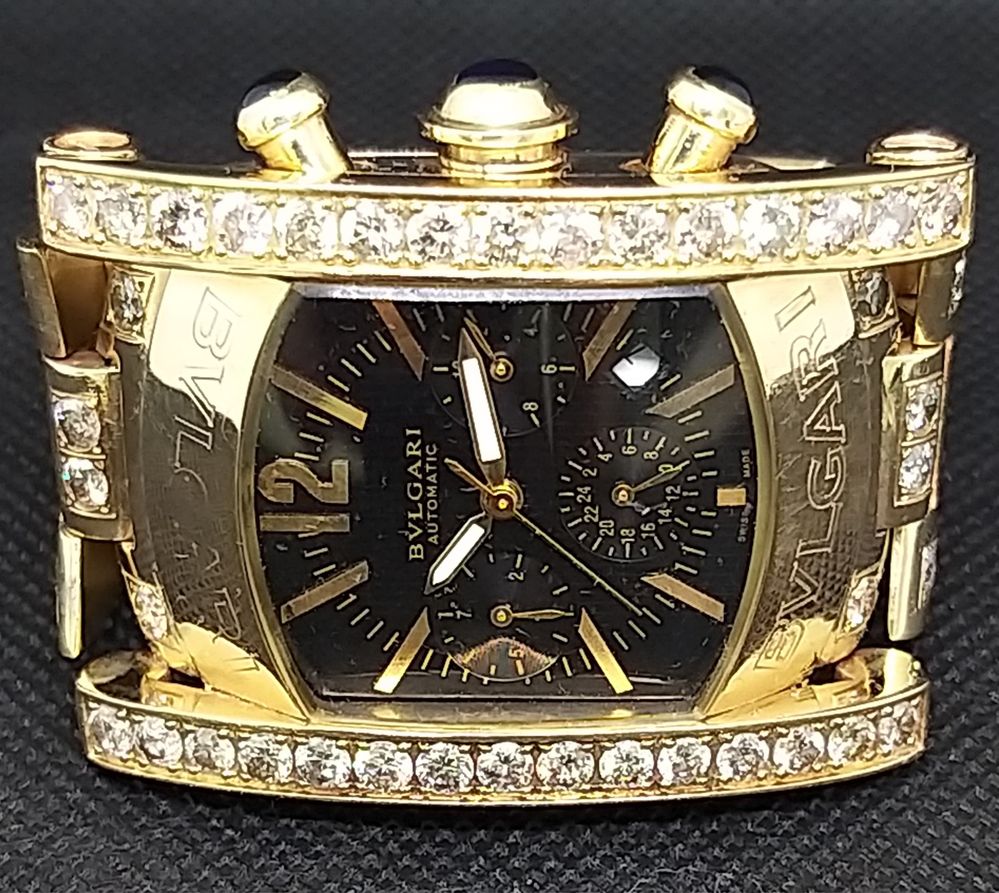 Золотые часы “Bvlgari” с бриллиантами с автоподзаводом
