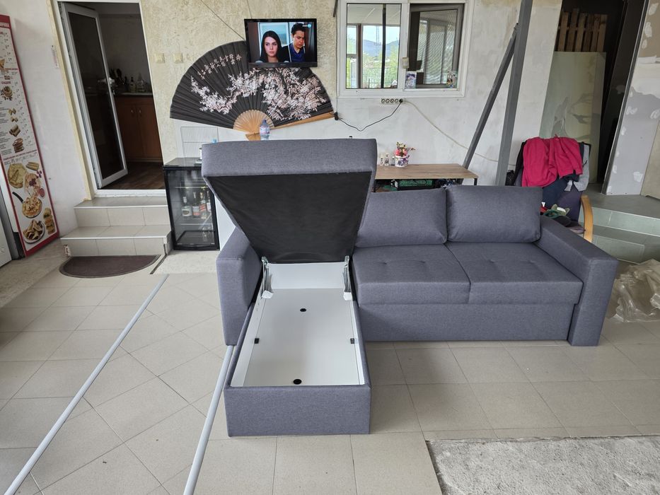 Чисто нови ъглови дивани, разтегателни с ракла