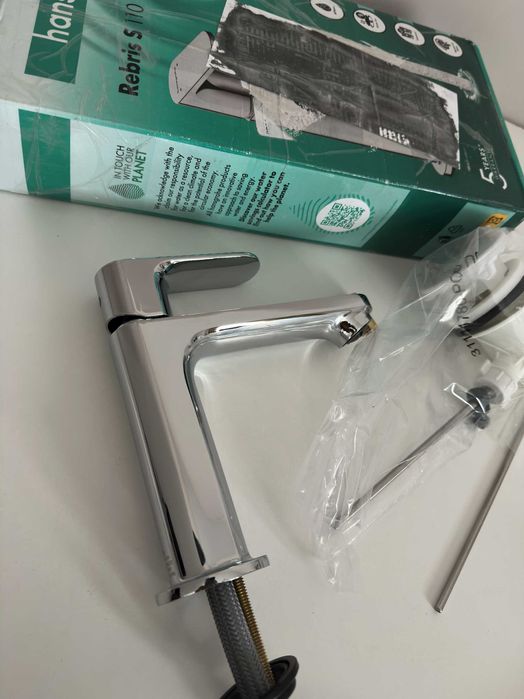 Baterie lavoar Hansgrohe Rebris S 110 ventil pop-up crom lucios