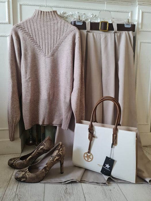 НОВ сет панталон, блуза, чанта, обувки