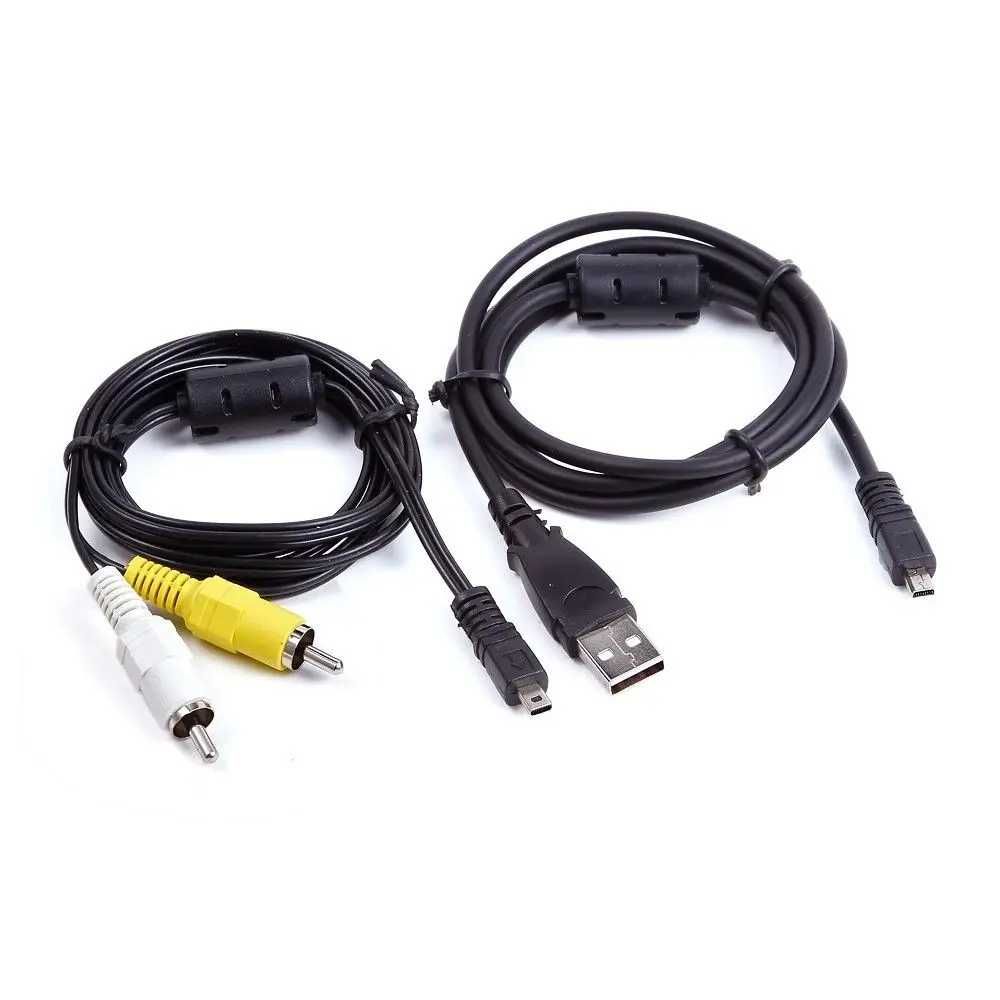 USB data sync cable+ AV a/v TV for Sony DSC-H200 b/k DSC-H300 B camera
