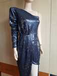Rochie bleumaren paiete, albastru inchis, argintie S M 36 38 umar