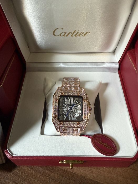 Cartier Santos Skeleton Iced Out Full