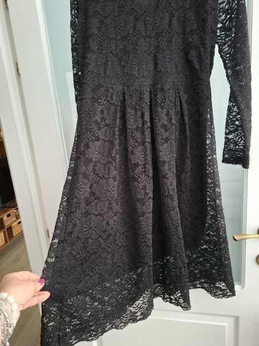 Rochie neagra din dantela made in Italy