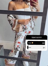 Zara комплект на цветя флорален floral printed панталон и риза Sразмер