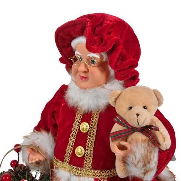 Коледна декоративна фигура Баба Коледа с шапка и кошница, 45см