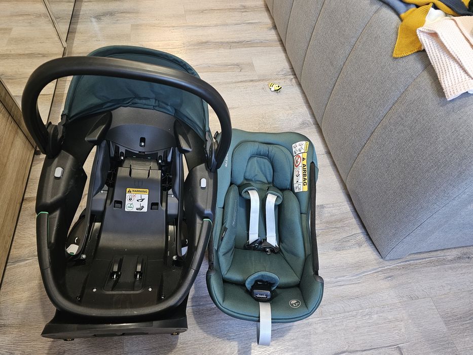 Maxi-Cosi Стол за кола Coral 360 - Зелен + база  FamilyFix 360 PRO