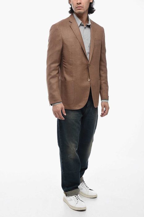 Sacou slim 52 XL de lux Boggi Milano NOU lana si in camel
