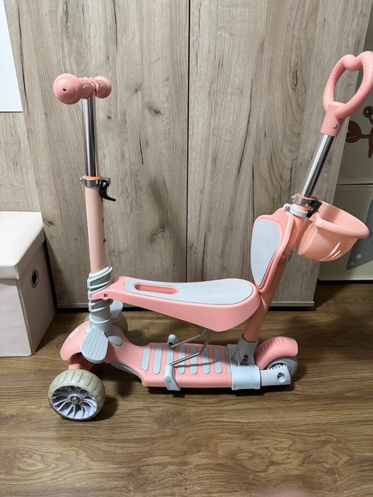 тротинетка MAKANI 3-в-1 със седалка и дръжка – розова