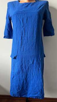 Rochie albastra, inchidere cu fermoar
