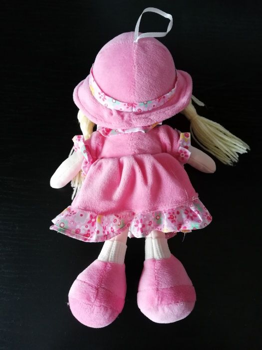 Papusa moale cu rochita roz 30 cm