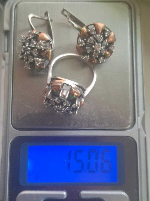 Серьги и кольцо (Серебро+золото)