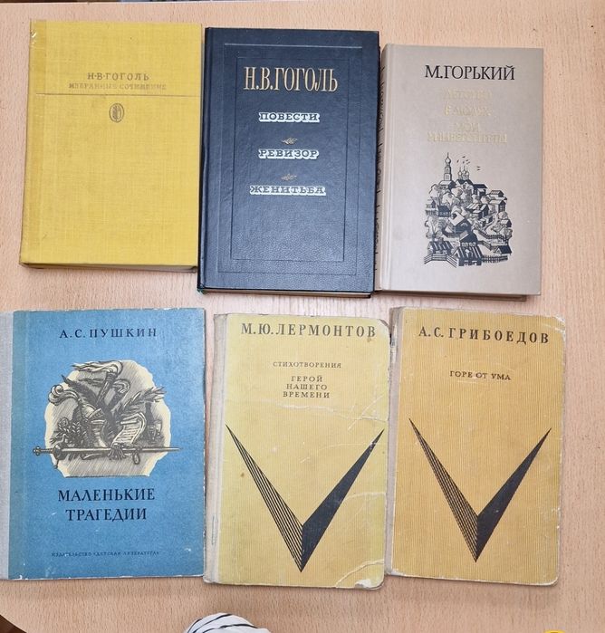 Книги по школьной программе  Гоголь, Лермонтов,  Горький, Пушкин.