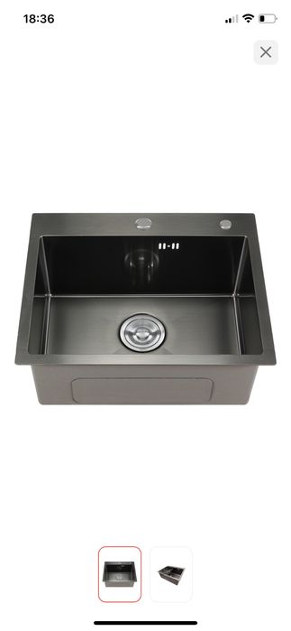 Кухонная мойка 60х45х22 см,  черный