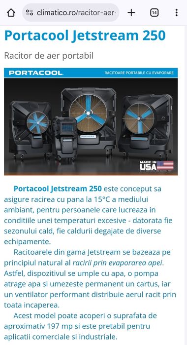 Racitor de aer portabil Portacool Jetstream