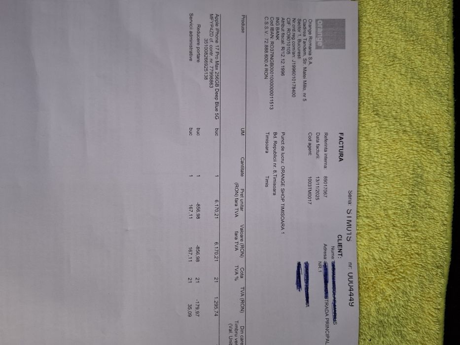 Vând/Schimb IPhone 17 Pro Max 5g Blue Sigilat Garanție Orange Liber