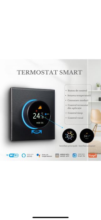 Termostat Inteligent cu Wi-Fi ,Control de la Distanta, Ecran Tactil