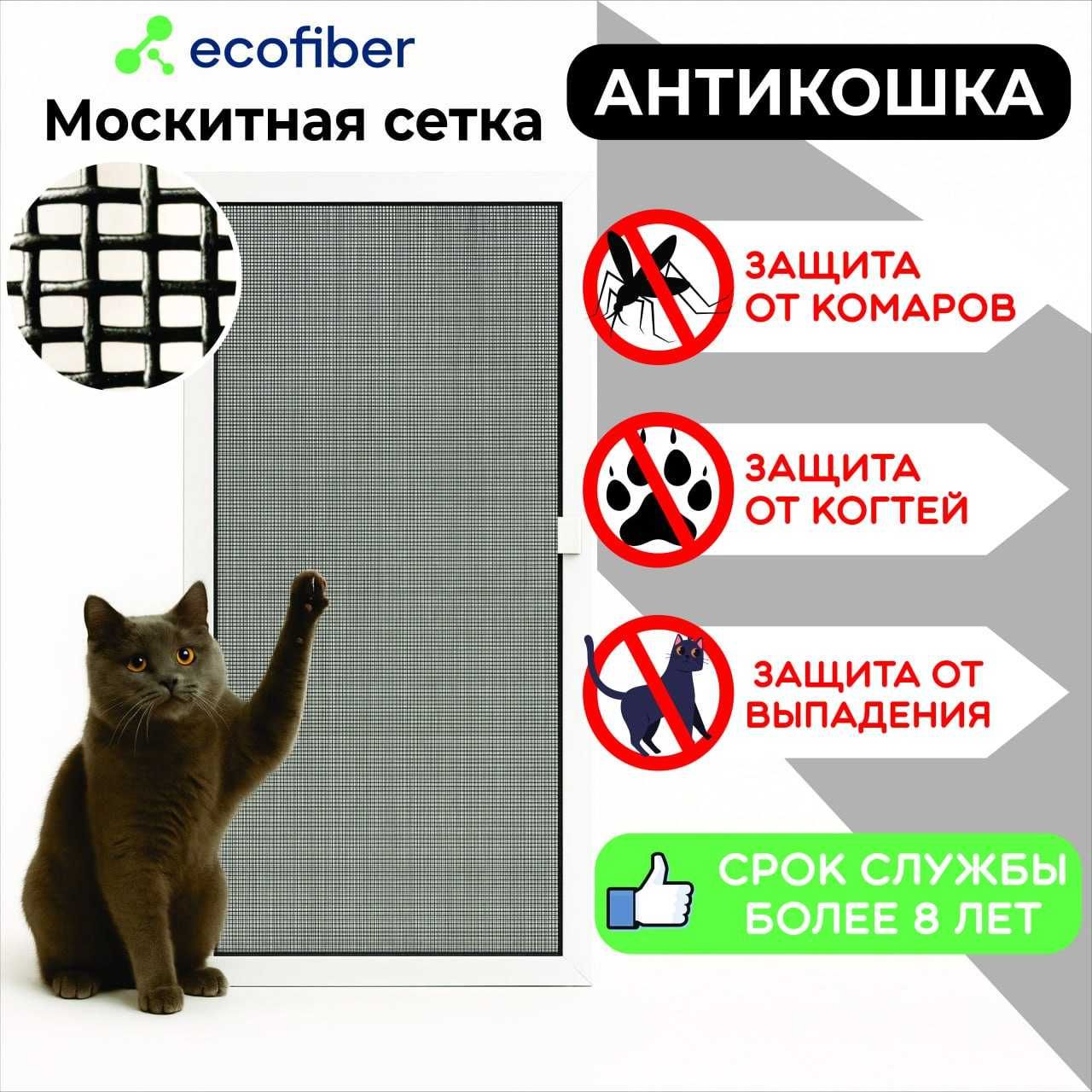 Москитная сетка Ecofiber | Нано-сетка от пыли и аллергенов| Антипыль