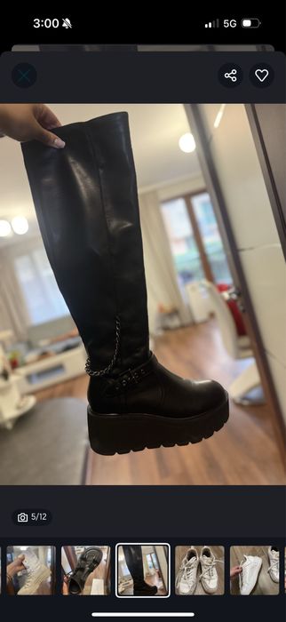 Кожени ботуши черни, бели