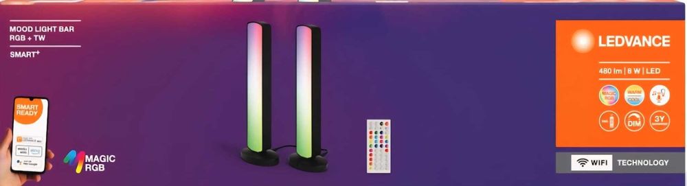 Set 2 lampi inteligente Osram LED RGB Ledvance Mood Light Bar Wi-Fi