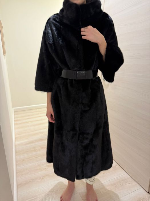 Шуба норковая, black lama, длинная