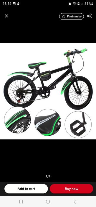 Bicicleta de munte de 20 de inci, cu 7 viteze, sa reglabila, aparatori