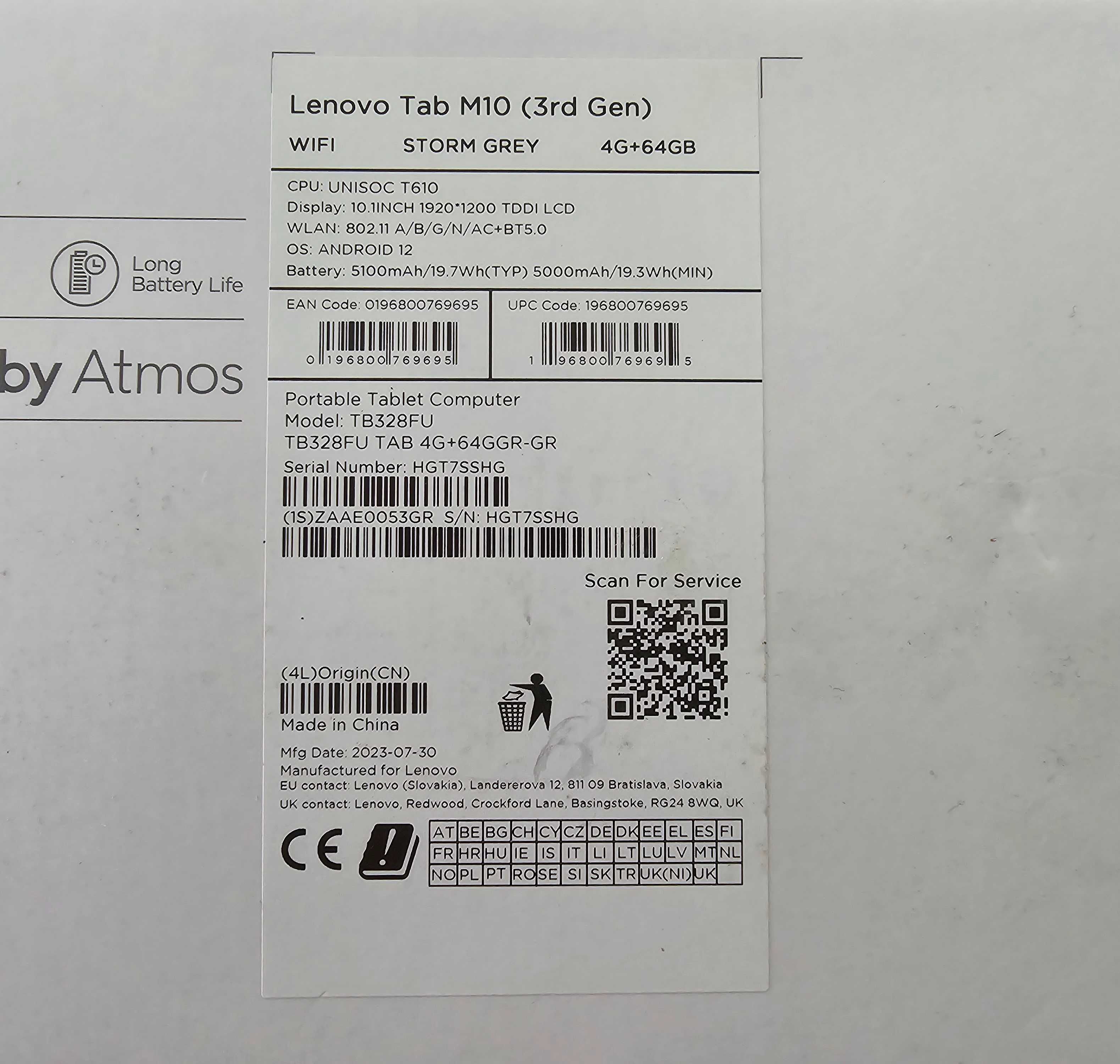 Нов Lenovo TAB M10 3rd Generation с 25 Месеца Гаранция