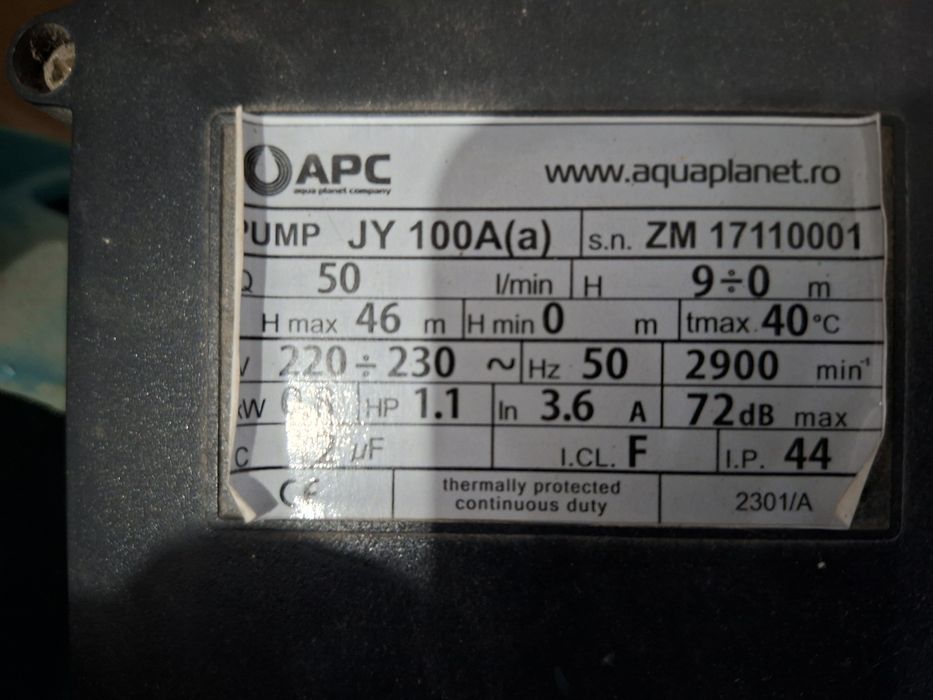 Hidrofor APC JY100A 50L NOU