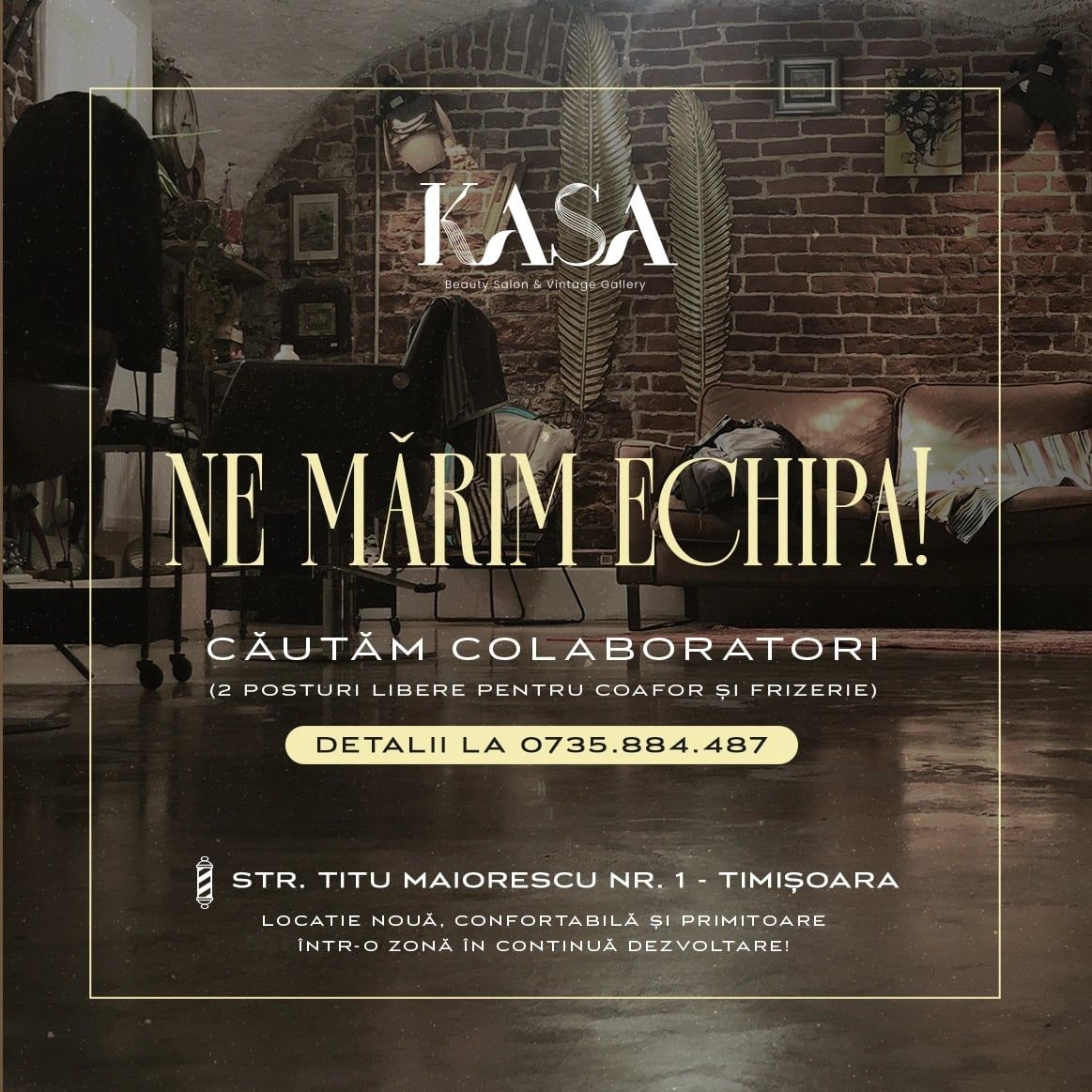 Inchiriem post de lucru/scaun coafor sau frizerie ! Zonă centrală.!