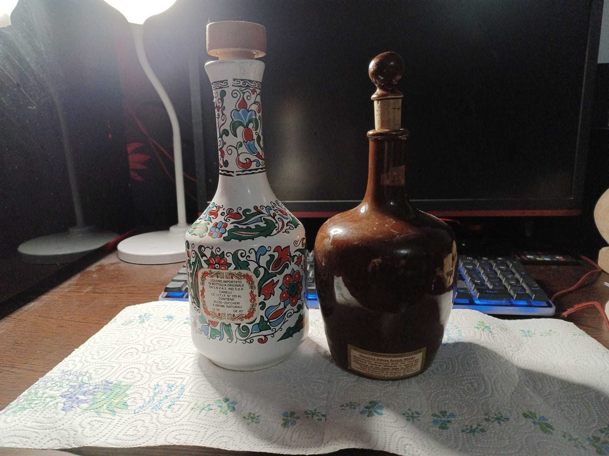 Lot vintage de 2 sticle ceramice decantoare alcool