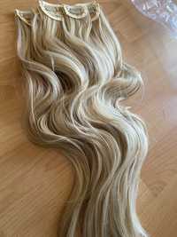 Extensii clip on saten cu suvite blond si blond