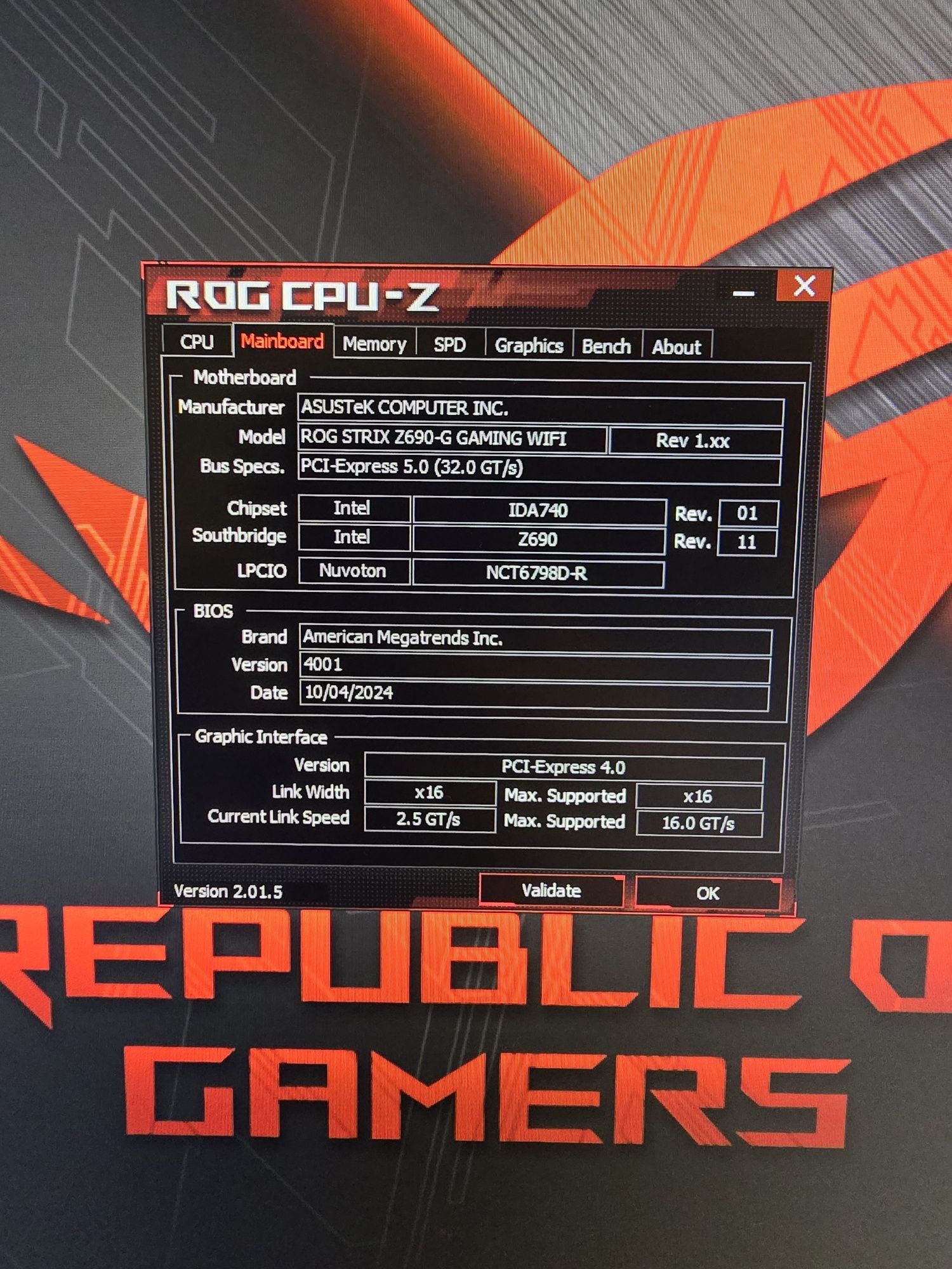 Дънна платка ROG STRIX Z690-G GAMING WIFI DDR5 LGA1700