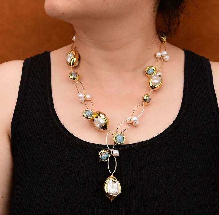 Натуральный жемчуг "Keshi" 60 см ожерелье