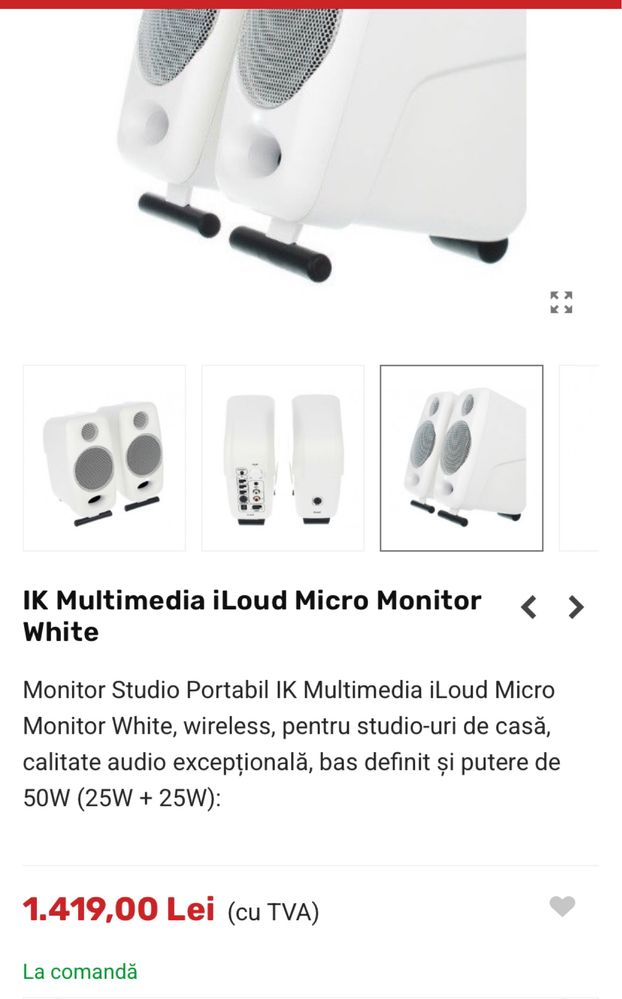 IK Multimedia iLoud Micro Monitor White, sigilate, transport ZERO