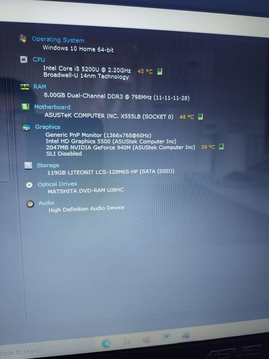 Asus X555 LB, I5 5200U,SSD,8gbram