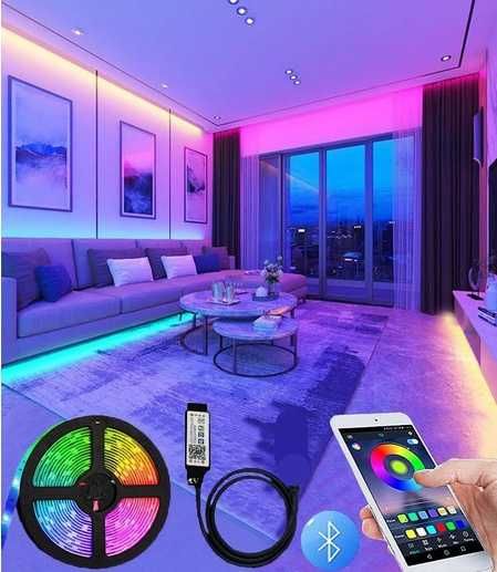 Kit banda led RGB strip la rola 5m telecomanda / bluetooth