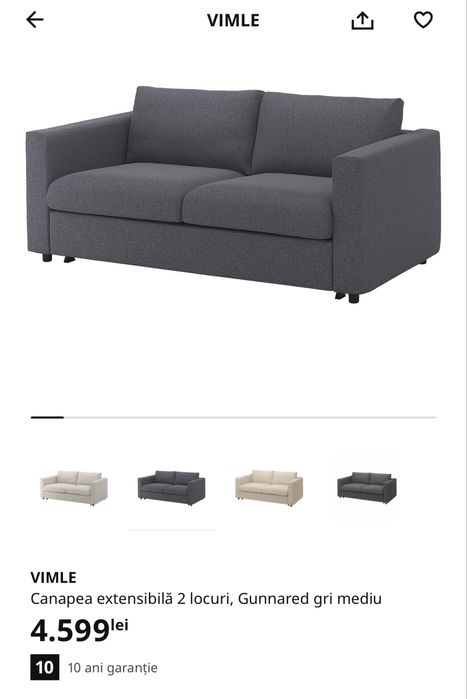 Canapea extensibila 2 locuri gri inchis model BACKABRO