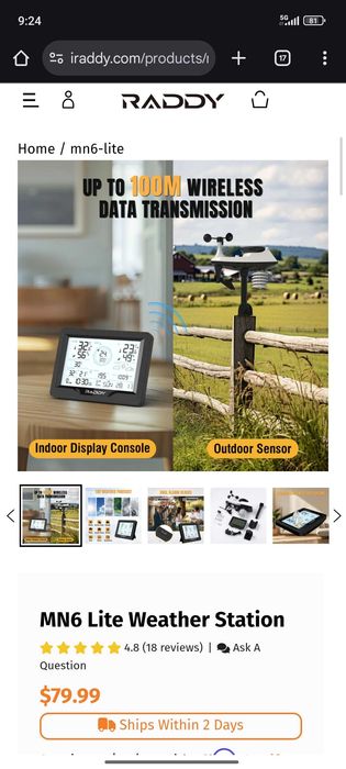 Метеостанция Raddy MN6 Lite   (Метереологична станция)