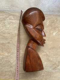 Statueta sculptura aficana din lemn chip barbat