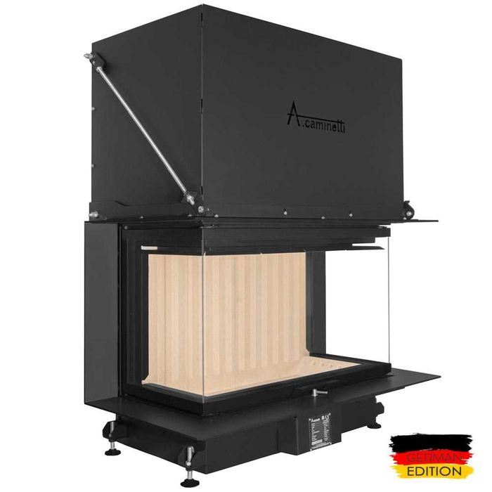 Focar de semineu pe lemne cu trei fete vitrate CRYSTAL 90 MAX