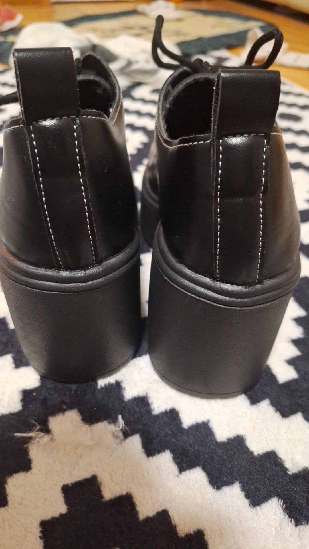 Papuci/Pumps Oxford eleganti pentru femei, pantofi cu toc gros, cu pla