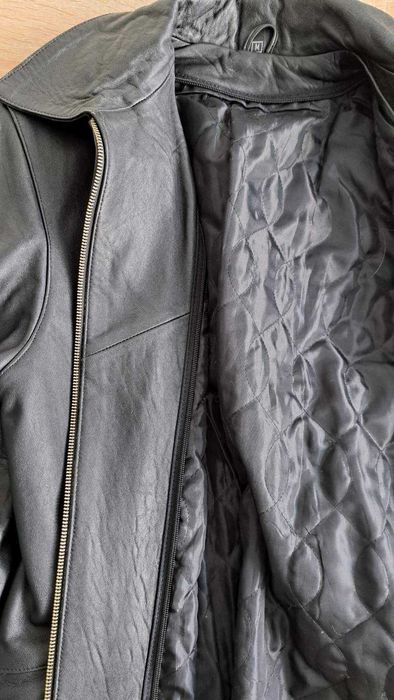 Дамско яке от естествена кожа - телешки бокс  - зимно черно