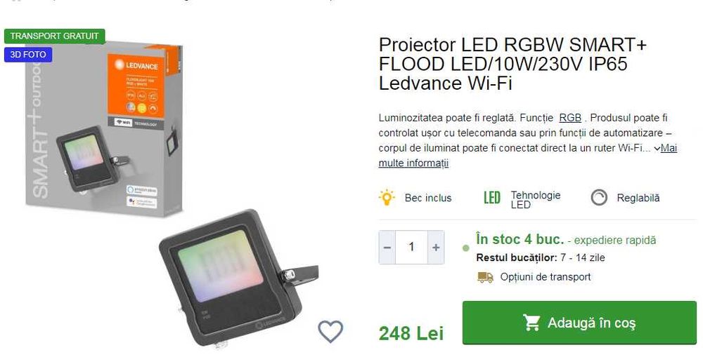 Aplice LED si proiectoare SMART flood WI-FI