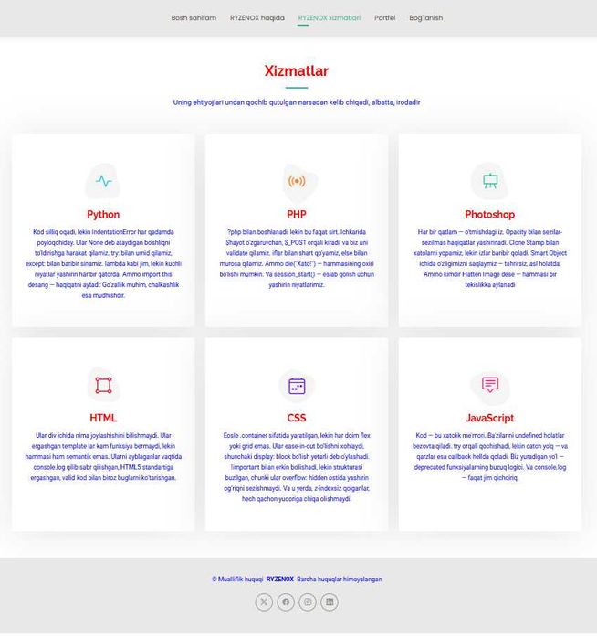 Portfolio sayt yaratib berish xizmati 1 haftada.