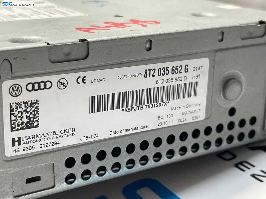 MMI Unitate Radio CD Player Audi Multimedia Audi A4 B8 2008 - 2012 Cod 8T2035652G [LR1961]