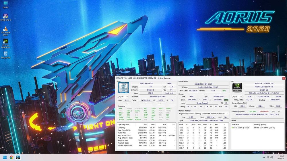 KIT QUAD i3-6100 H110M-S2+Placa+Cooler+WiFi !! CA NOU !! 200lei