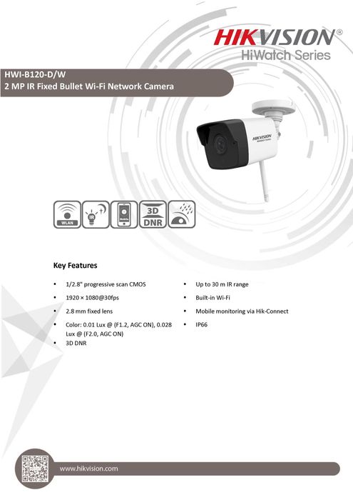 Бебефон TV Wi-Fi Камера Смартфон Сензор Движение Hikvision B120H-DWD