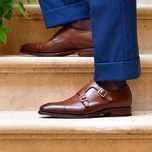 Panfofi de lux 46 46.5 monk GREVE NOI lucrati manual piele embosa