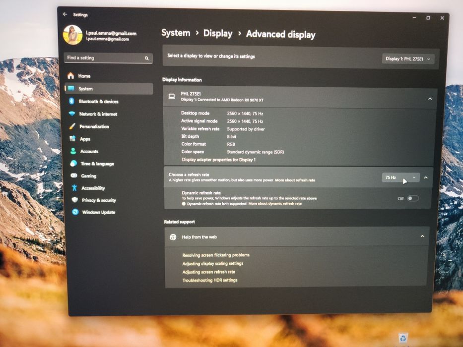 Monitor Philips QHD 1440 4ms 275E1S/00 27" 75Hz, FreeSync, DP