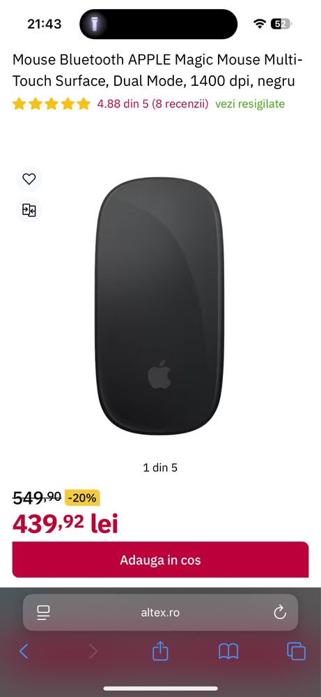 Vand Mouse Apple Noi